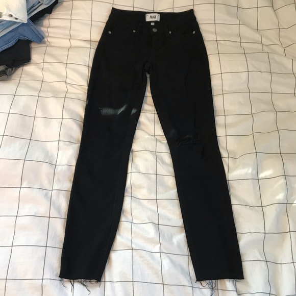Paige black distressed stretchy denim jeans verdugo - Picture 8 of 8